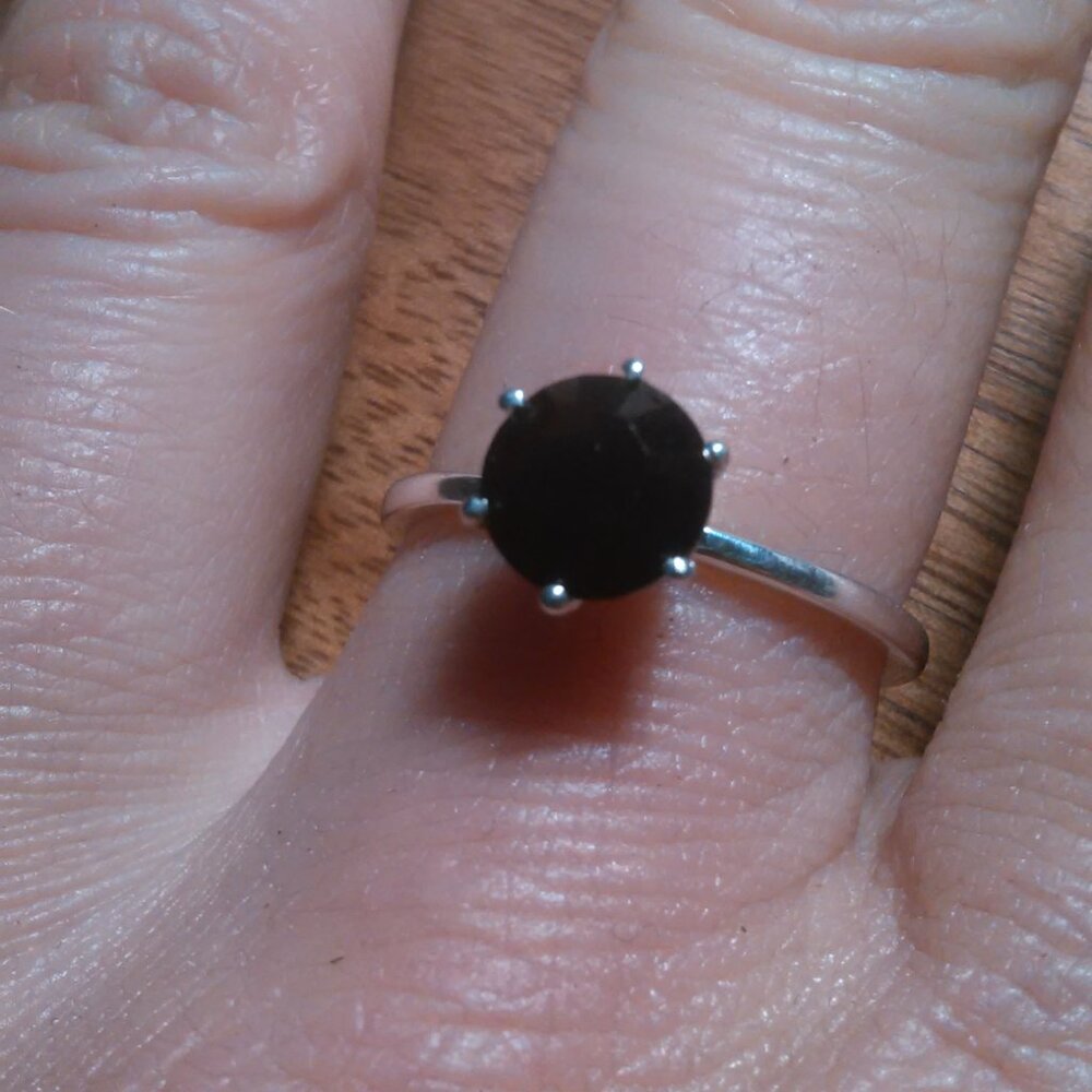 Burgundy Color Swarovski Crystal Sterling Silver Ring (Size 8)